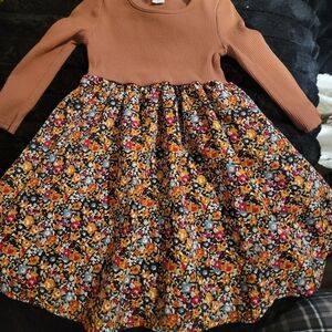 SHEIN Brown and Floral Kids Casual Dress